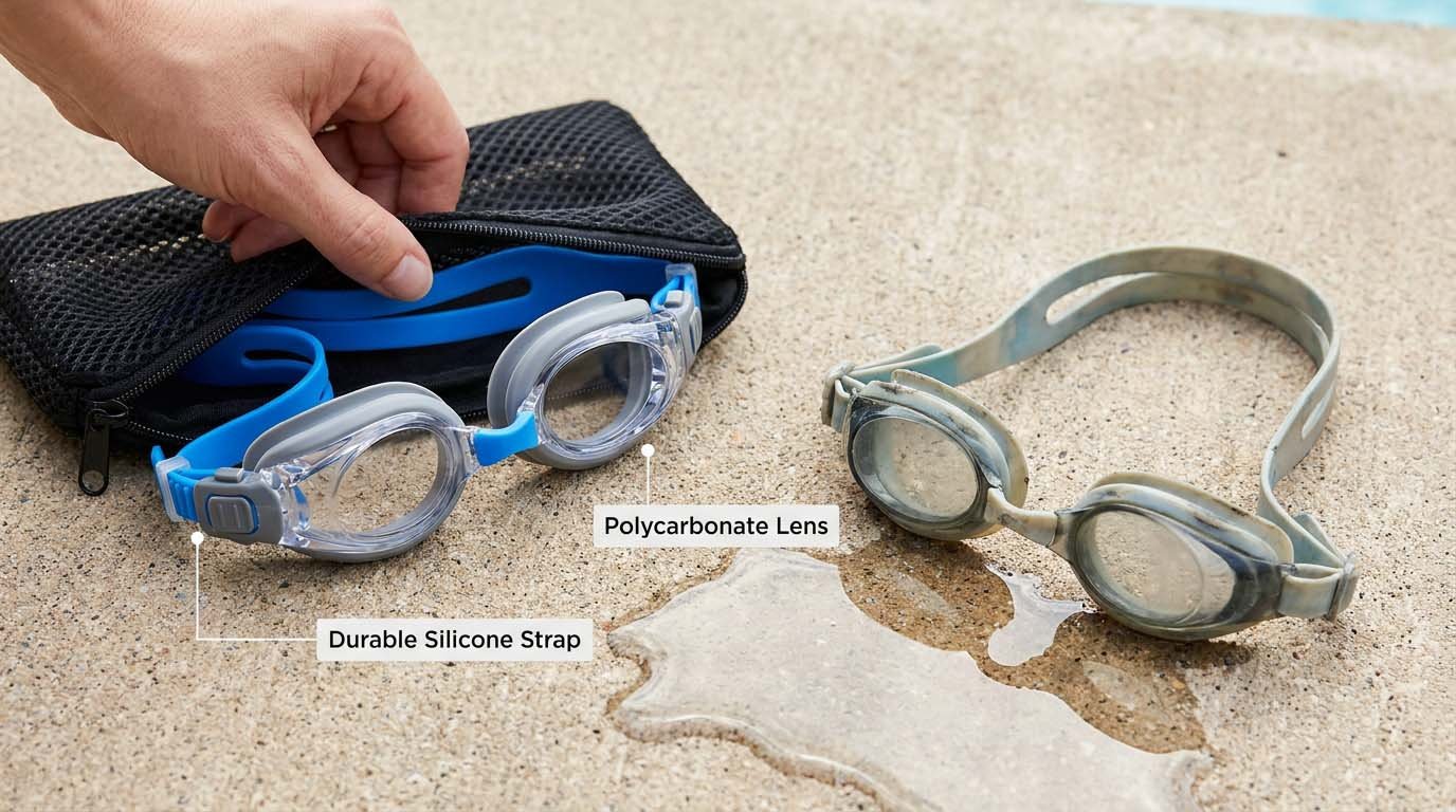 Testing children's swim goggle durability Goggle durability testing