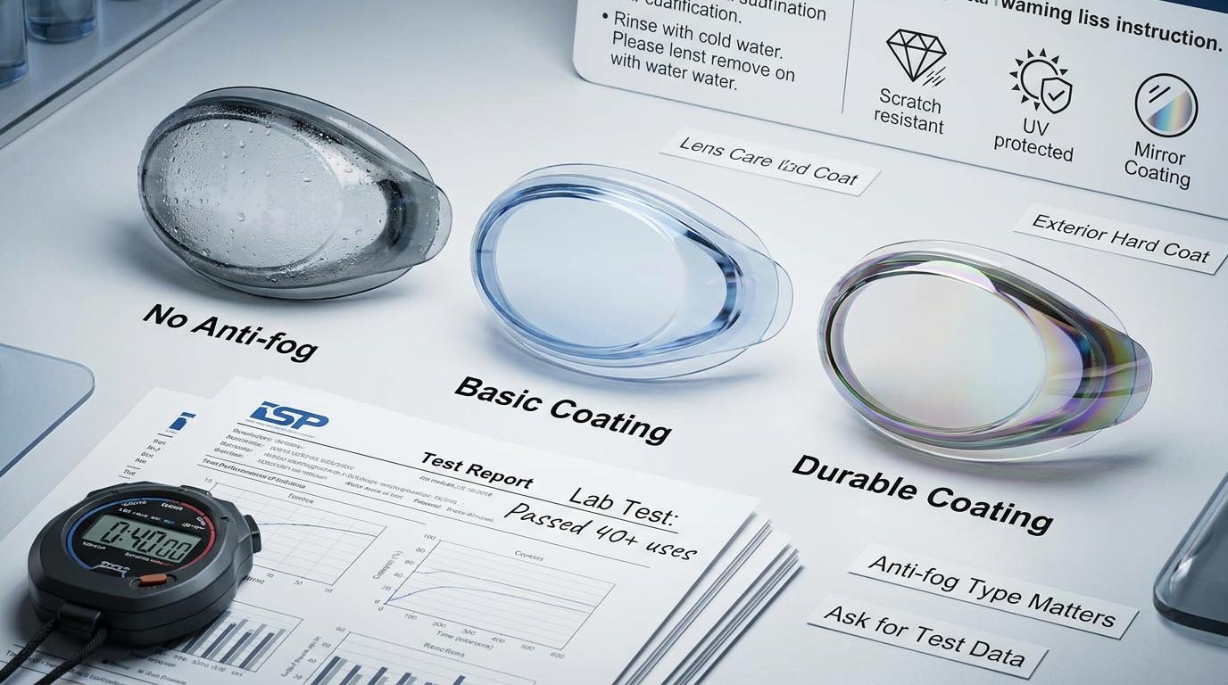 Swim goggles materials and coating technology