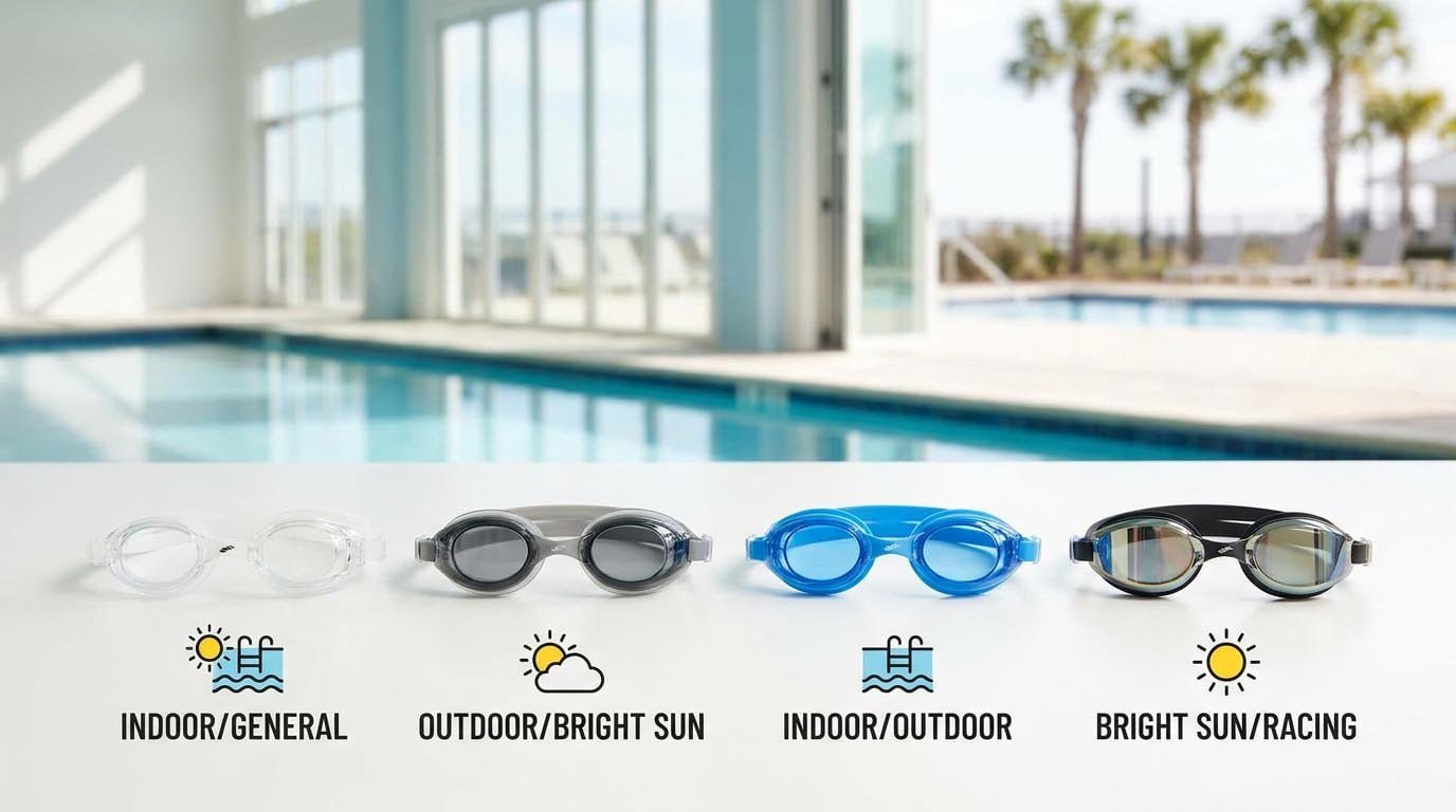Swim goggle lens tint options