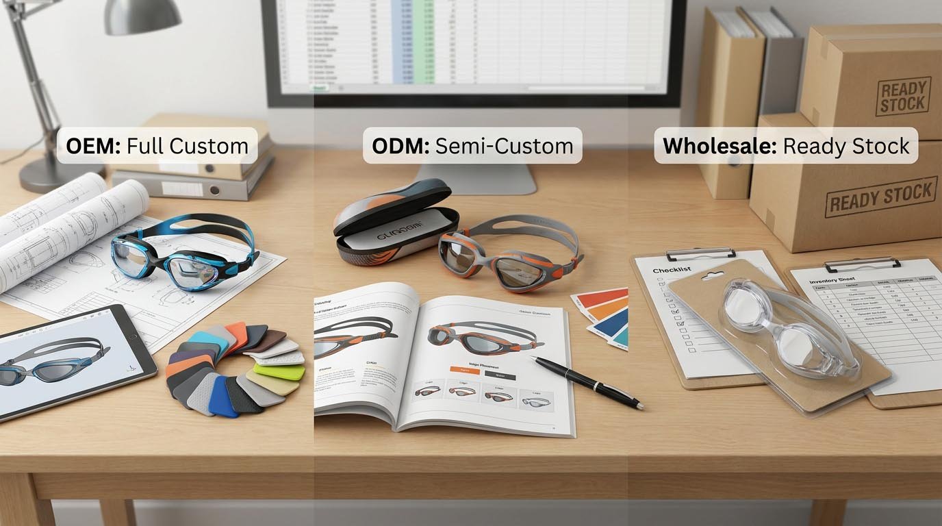 What OEM ODM and Wholesale Mean in Swim Goggle Production Swimming Goggles Manufacturing Models Definitions