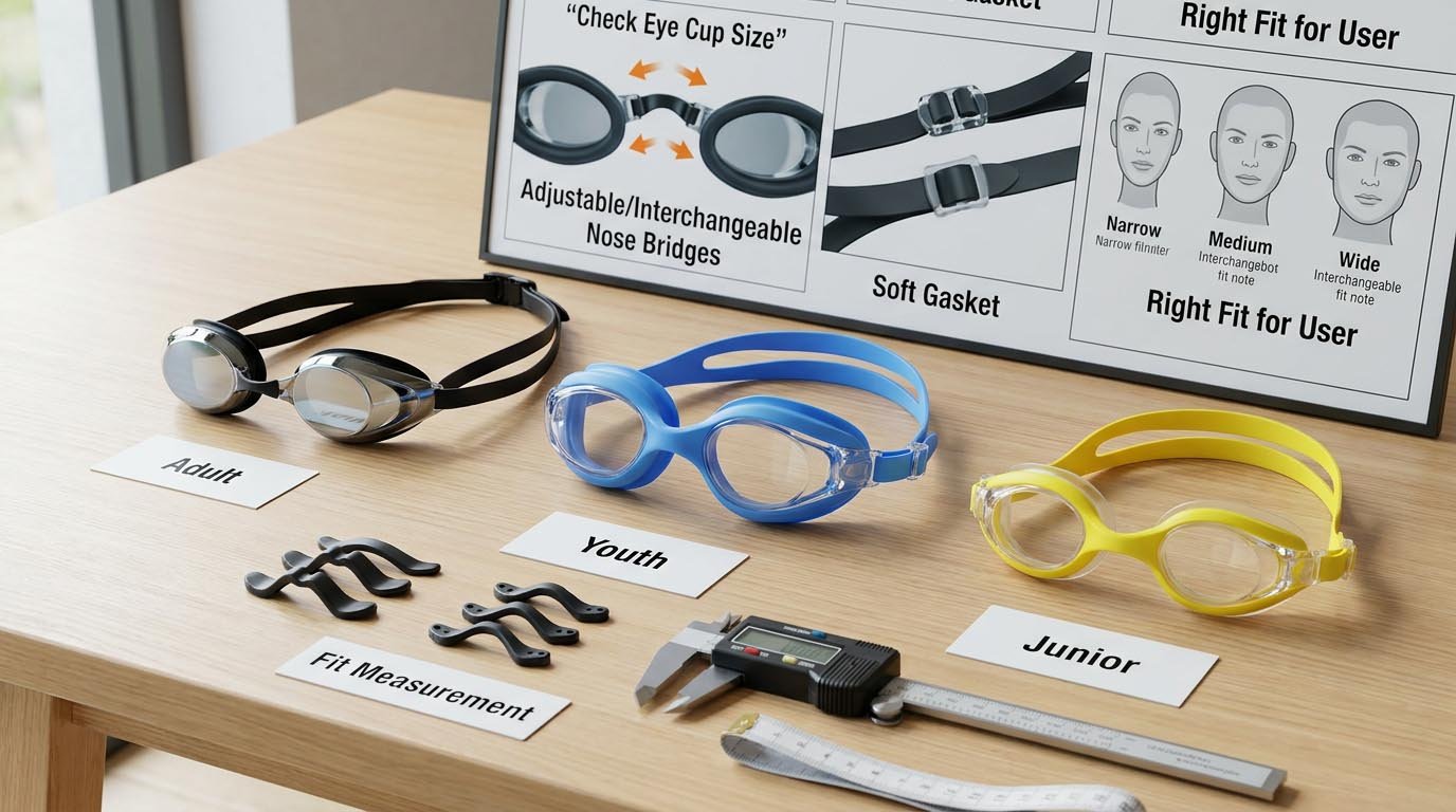 Swim goggles fit specifications and sizing