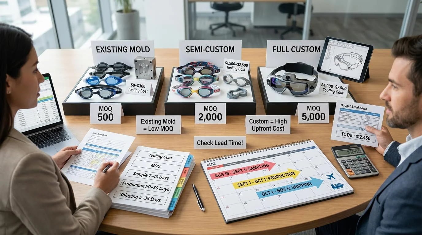 swim goggle order quantity and costs swimming goggles MOQ and pricing structure