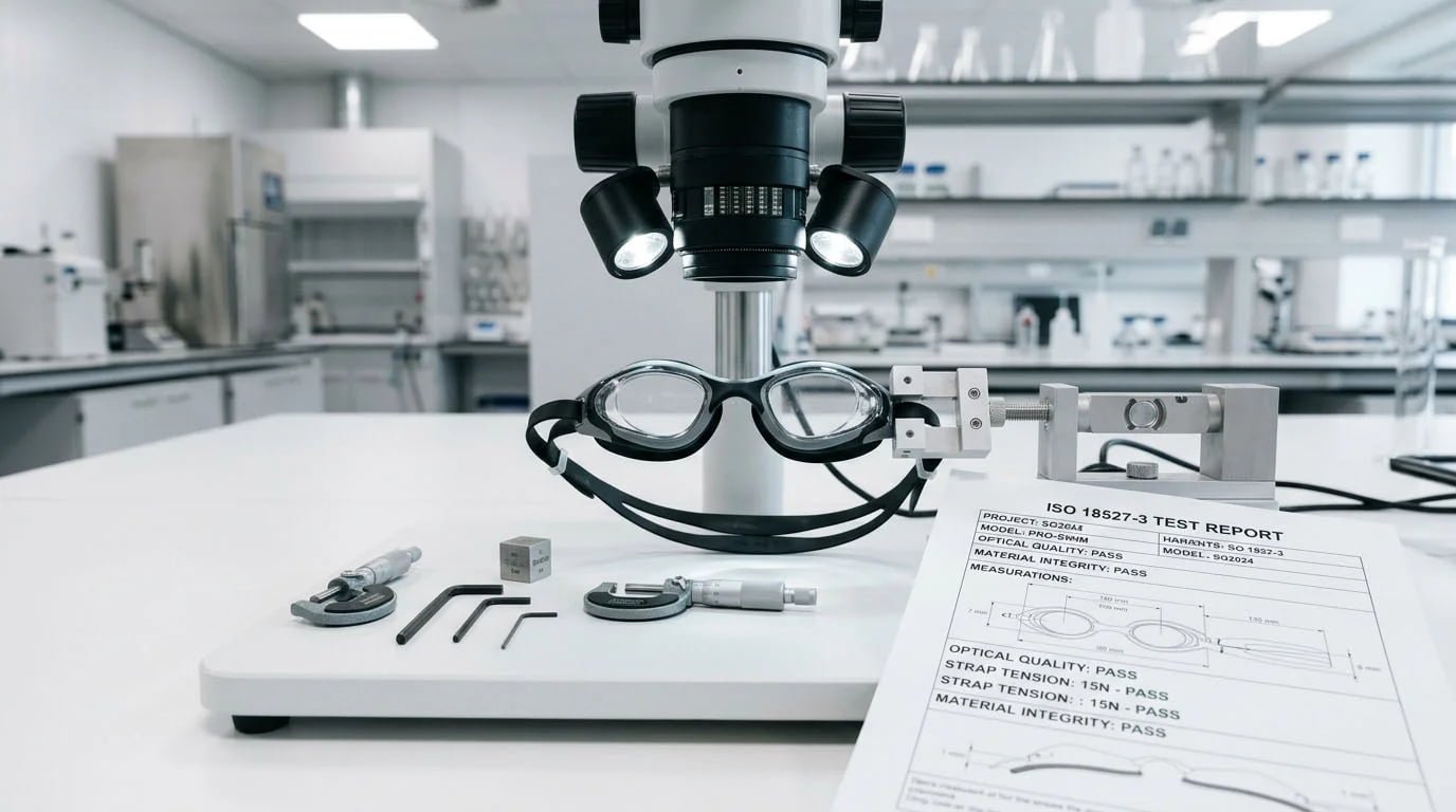 ISO 18527-3 Swimming Goggles Testing ISO 18527-3 swimming goggles testing lens strap optical mechanical performance