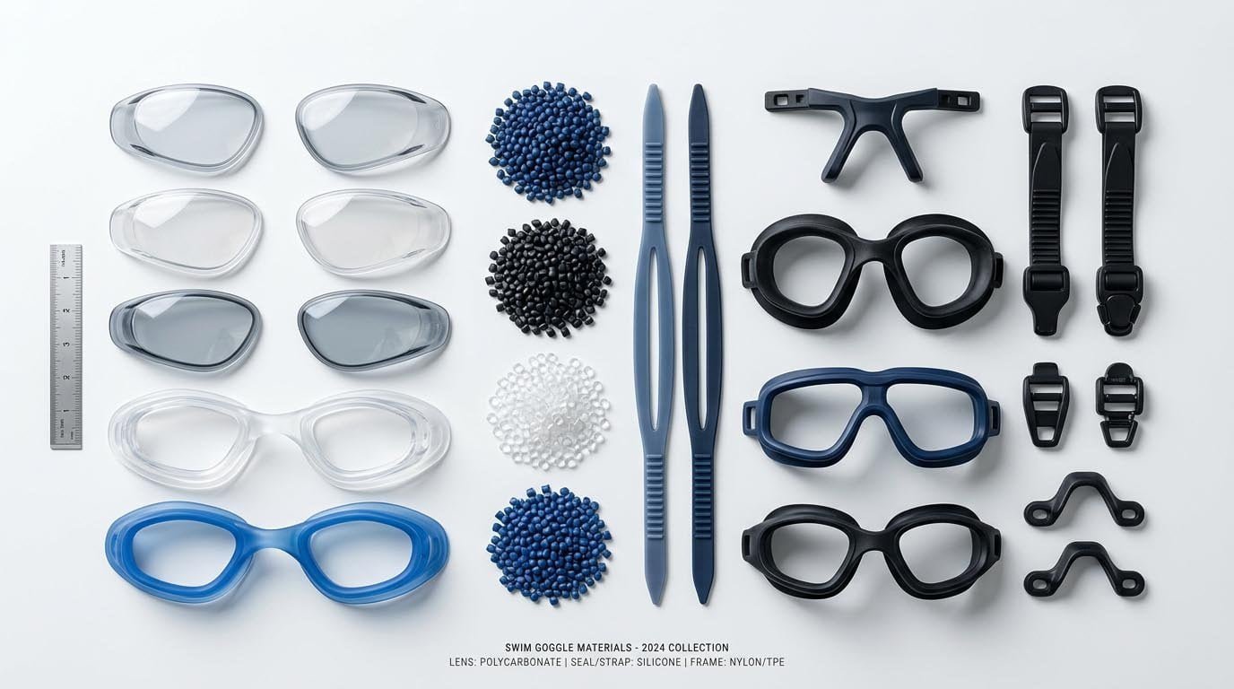 Materials used in swimming goggles