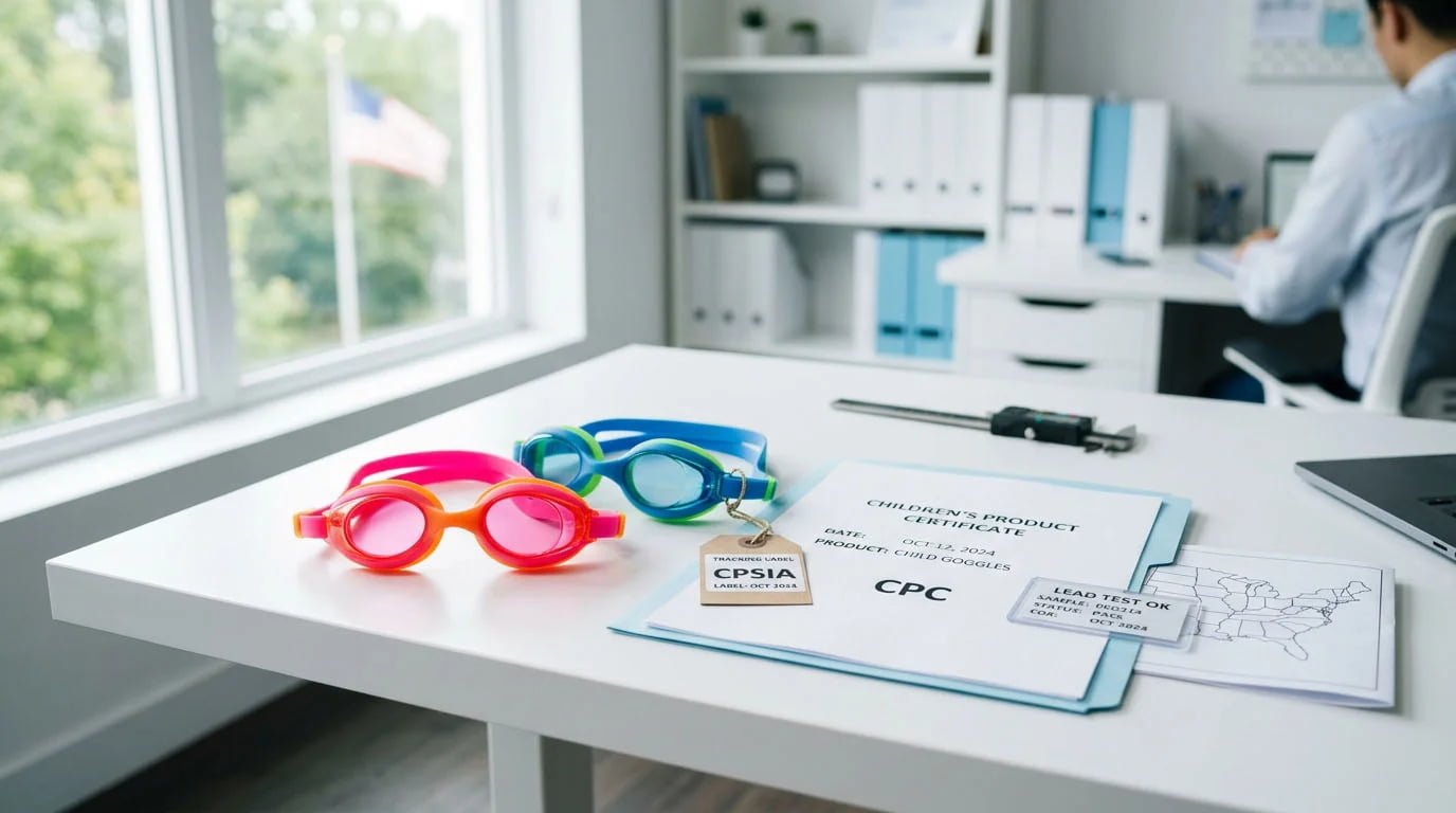 US Children's Swimming Goggles Compliance children swimming goggles CPSIA CPC tracking label compliance