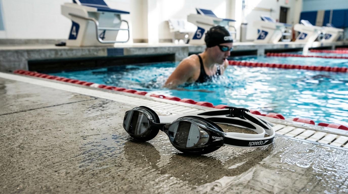 competitive swim goggles close up racing goggles design features