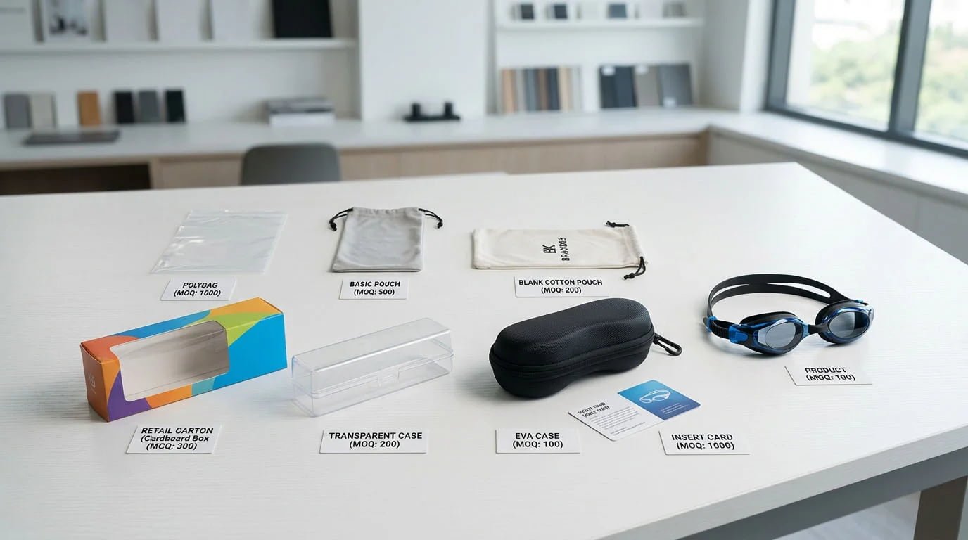 swimming goggle packaging moq options