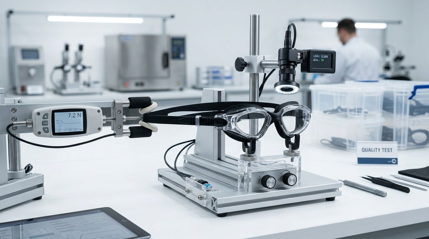 swimming goggles mechanical testing