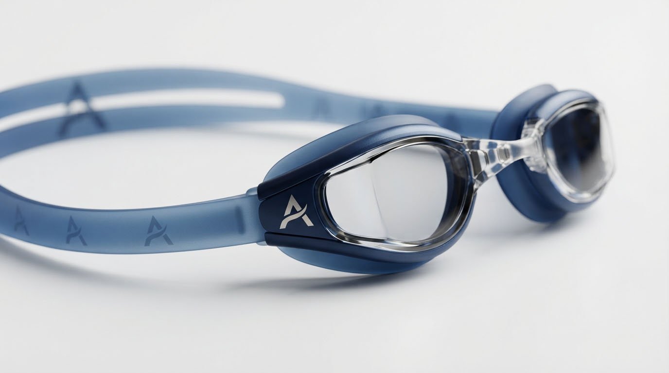 Custom Swimming Goggle Logo Printing Options Custom swimming goggle logo printing on frame and silicone strap