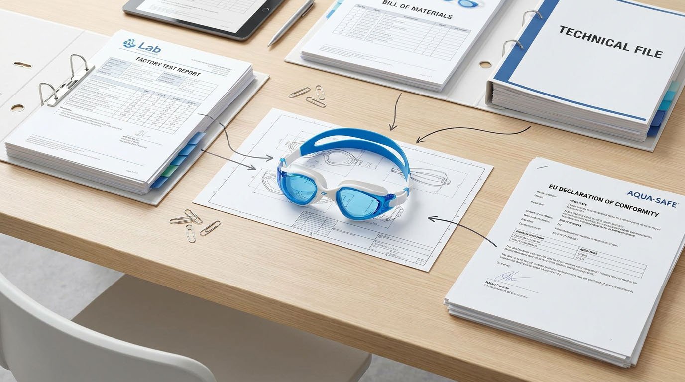 Private label swimming goggles CE documentation and test evidence chain