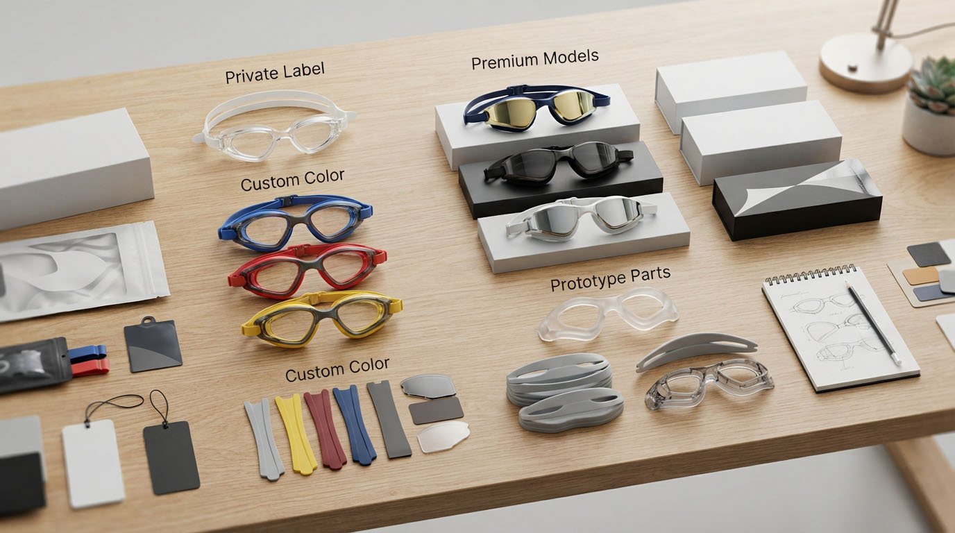Private Label vs OEM Custom Swimming Goggles Cost Private label versus custom mold swimming goggles cost comparison