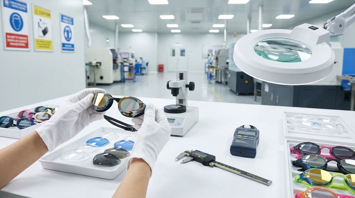 Swimming Goggle Lens Material Inspection and Quality Verification swimming goggle lens optical inspection and material quality verification