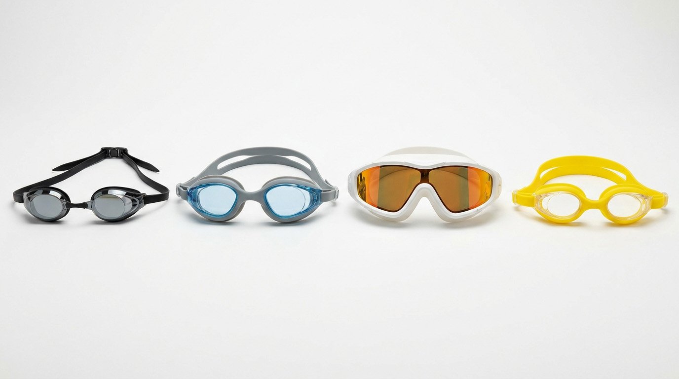 Swimming Goggle Lens Material Selection by Swimming Application competitive racing fitness training and open water swimming goggle lens applications