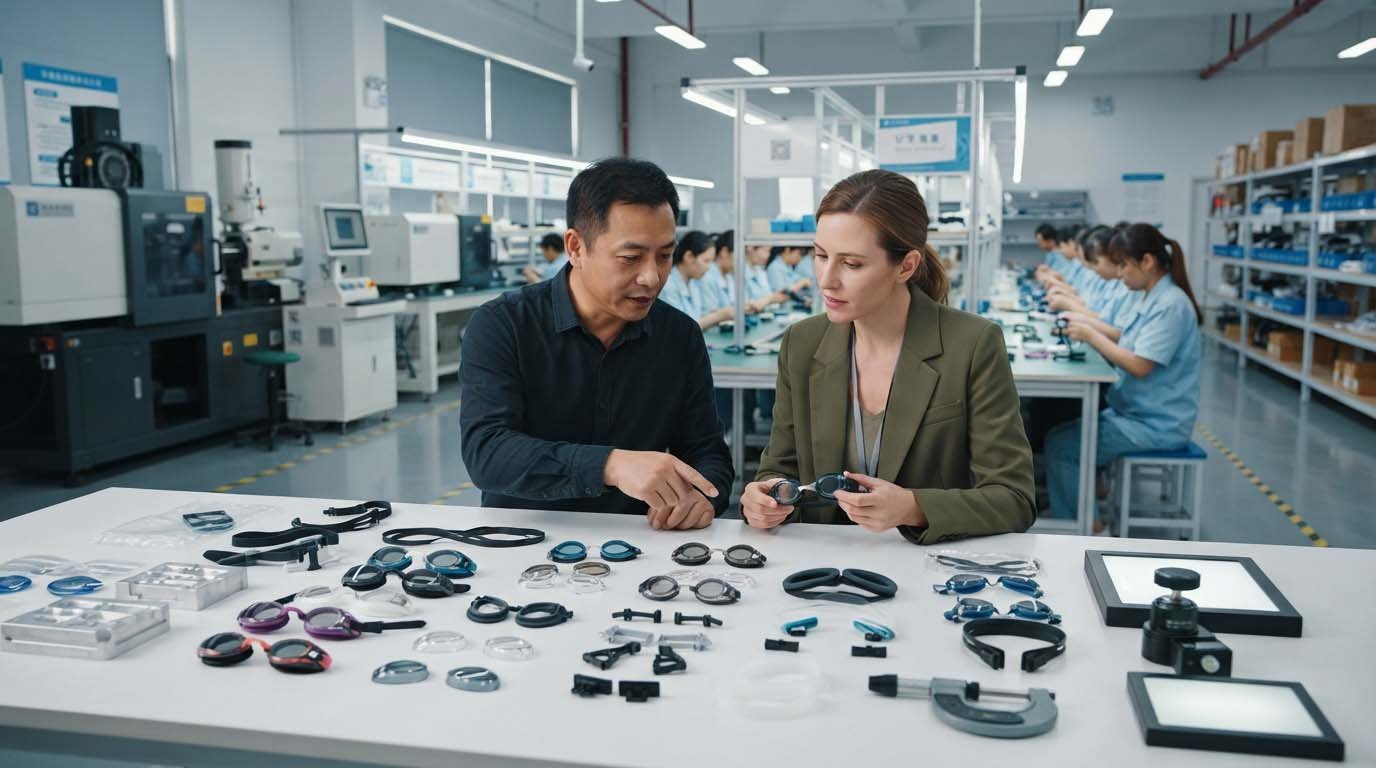 swimming goggle manufacturing lens injection molding silicone processing and anti fog
